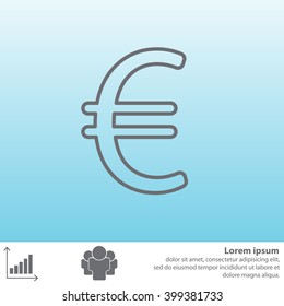 Euro flat line icon. Vector illustration.