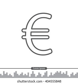 Euro flat line icon. Vector illustration.