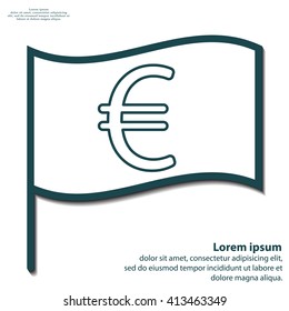 Euro flat line icon. Vector illustration.