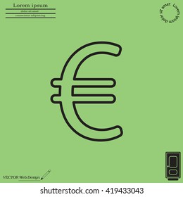 Euro flat line icon. Vector illustration.