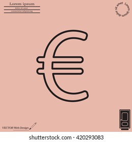 Euro flat line icon. Vector illustration.