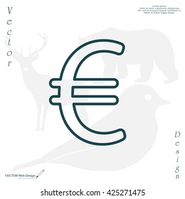 Euro flat line icon. Vector illustration.