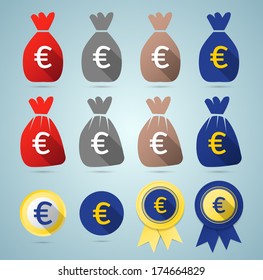 Euro flat style set. EPS10.
