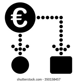 Euro Flow Chart vector icon. Style is flat symbol, black color, rounded angles, white background.