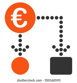 Euro Flow Chart vector icon. Style is bicolor flat symbol, orange and gray colors, rounded angles, white background.