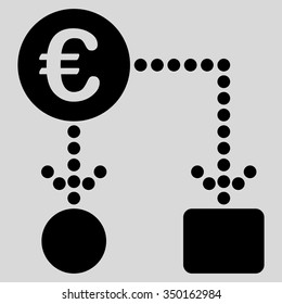 Euro Flow Chart vector icon. Style is flat symbol, black color, rounded angles, light gray background.
