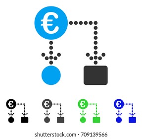 Euro Flow Chart vector pictograph. Style is a flat graphic symbol in black, gray, blue, green color versions. Designed for web and mobile apps.