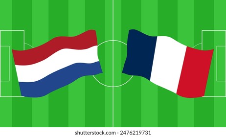 Euro Football Championship event 2024 in Germany. Group D. Netherlands France. Layout banner background poster web design. Vector illustration.