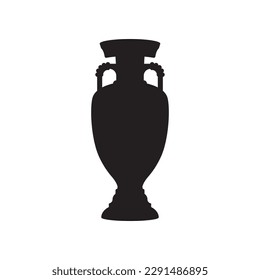 Euro football championship trophy vector black silhouette icon on white background. Soccer symbol.