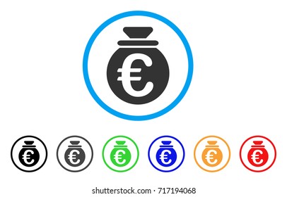 Euro Fund rounded icon. Style is a flat Euro fund gray symbol inside light blue circle with black, gray, green, blue, red, orange variants. Vector designed for web and software interfaces.