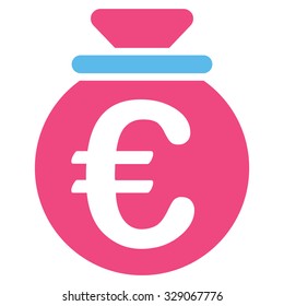 Euro Fund vector icon. Style is bicolor flat symbol, pink and blue colors, rounded angles, white background.