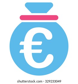 Euro Fund vector icon. Style is bicolor flat symbol, pink and blue colors, rounded angles, white background.