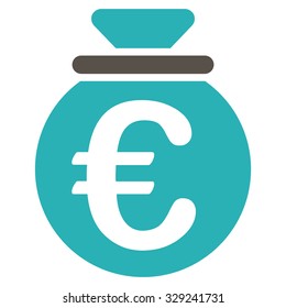 Euro Fund vector icon. Style is bicolor flat symbol, grey and cyan colors, rounded angles, white background.