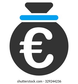 Euro Fund vector icon. Style is bicolor flat symbol, blue and gray colors, rounded angles, white background.