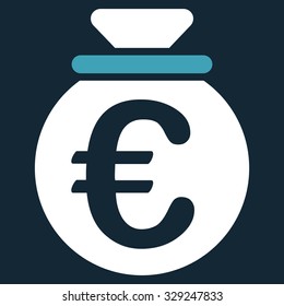 Euro Fund vector icon. Style is bicolor flat symbol, blue and white colors, rounded angles, dark blue background.