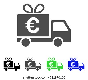 Euro Gift Delivery icon. Vector illustration style is a flat iconic euro gift delivery symbol with black, grey, green, blue color variants. Designed for web and software interfaces.