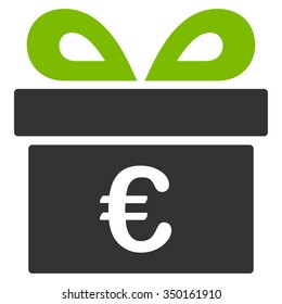 Euro Gift vector icon. Style is bicolor flat symbol, eco green and gray colors, rounded angles, white background.