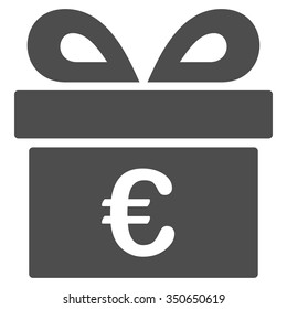 Euro Gift vector icon. Style is flat symbol, gray color, rounded angles, white background.