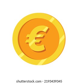 Euro gold coin symbol flat design illustration. Euro gold coin simple isolated on white