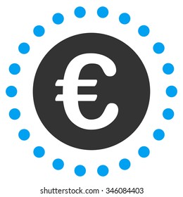 Euro Gold Coin vector icon. Style is bicolor flat symbol, blue and gray colors, rounded angles, white background.