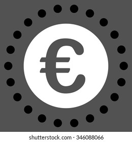 Euro Gold Coin vector icon. Style is bicolor flat symbol, black and white colors, rounded angles, gray background.