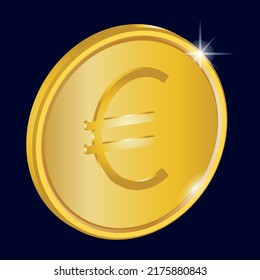 Euro golden coin, cryptocurrency concept