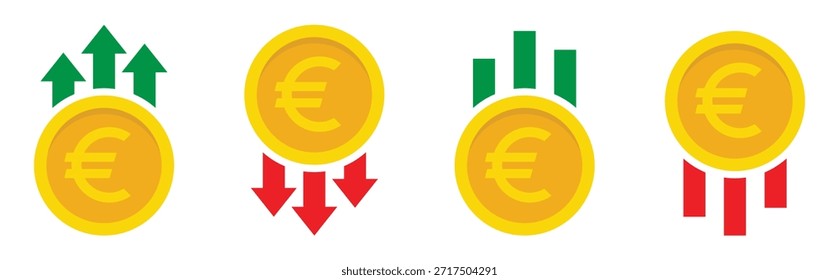 Icono de divisa del gráfico del euro, Ilustración vectorial