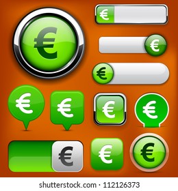 Euro green design elements for website or app. Vector eps10.