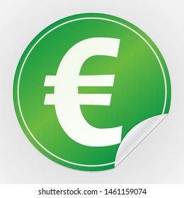 Euro Green Sticker. Exchange Vector Design Art. Promotional Label Element. Badge White Background.