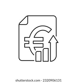 Euro growth reports icon line style isolated on white background. Vector illustration