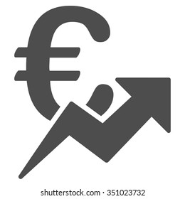 Euro Growth vector icon. Style is flat symbol, gray color, rounded angles, white background.