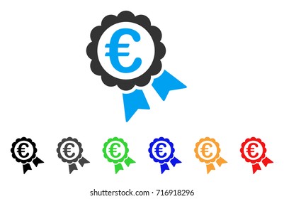 Euro Guarantee Seal icon. Vector illustration style is a flat iconic euro guarantee seal symbol with black, grey, green, blue, red, orange color variants. Designed for web and software interfaces.