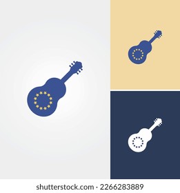 Vector de diseño del logotipo de la guitarra del euro