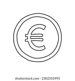 euro hand draw icon on white background. 