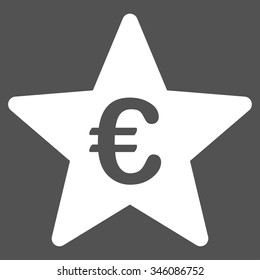 Euro Hit Parade Star vector icon. Style is flat symbol, white color, rounded angles, gray background.