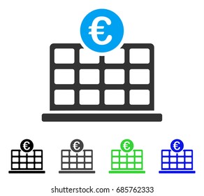 Euro Hotel flat vector icon. Colored Euro hotel gray, black, blue, green pictogram versions. Flat icon style for application design.