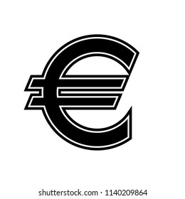 Euro icon black and white vector illustration