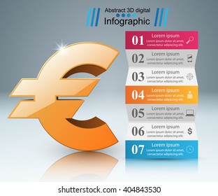 Euro icon. Business Infographics origami style Vector illustration.