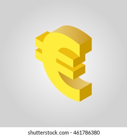 The Euro Icon. Cash And Money, Wealth, Payment Symbol.3D Isometric. Flat Vector Illustration