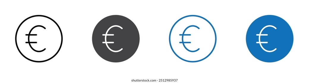 Euro icon flat editable icon mark set.
