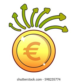 Euro icon. Flat illustration of euro vector icon for web