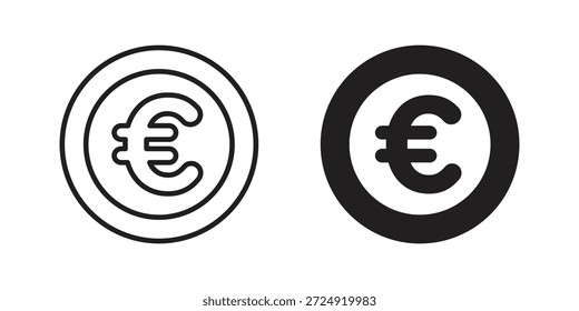 Icono de euro plano y colección de trazo para ui ux trabajo.