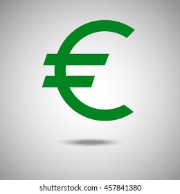 Euro icon. Flat style.Grey background. Vector illustration.