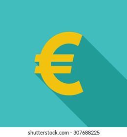 Euro icon. Flat vector related icon with long shadow for web and mobile applications. It can be used as - logo, pictogram, icon, infographic element. Vector Illustration.