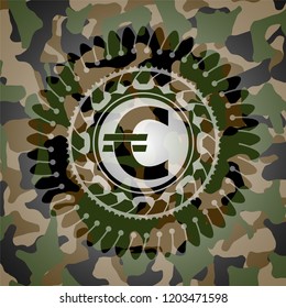 euro icon inside camouflage emblem