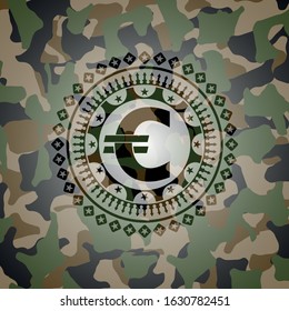 euro icon inside camouflage texture