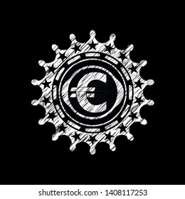 euro icon inside chalk emblem