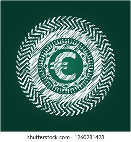 euro icon inside chalkboard emblem