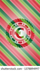 euro icon inside christmas emblem.