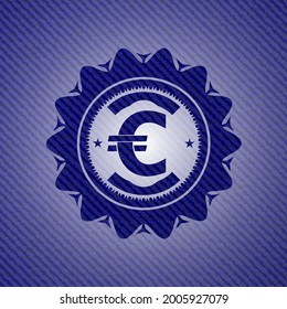 icono del euro dentro del fondo del denim. 